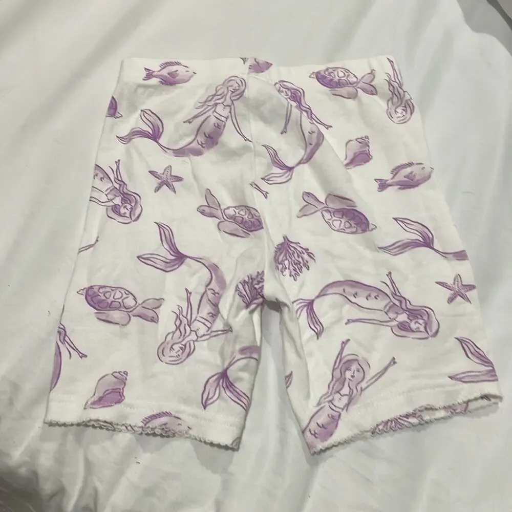 Carters 6 white purple mermaid sea theme short sleeve shorts pajamas 💯 cotton
